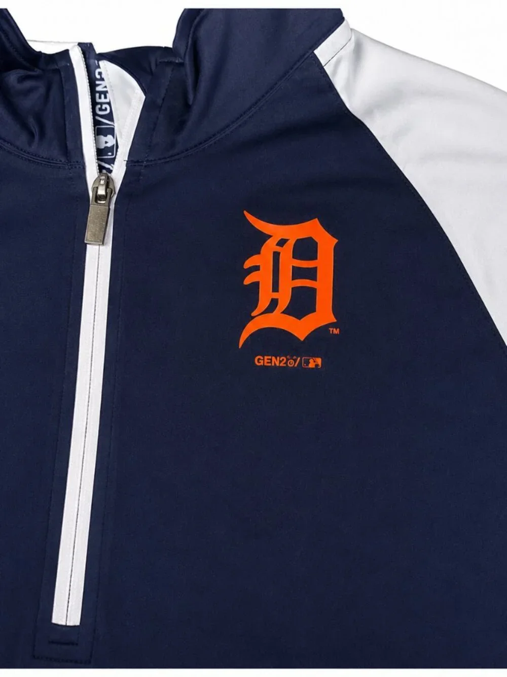 Detroit Tigers MLB Boys Quarter Zip Pullover Navy Gray Size M 10/12